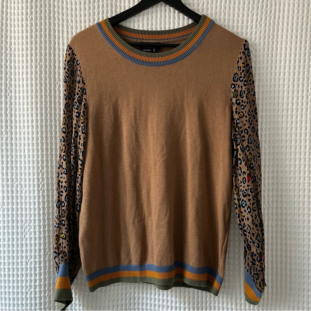 Anthropologie Tan Leopard Print Sweater